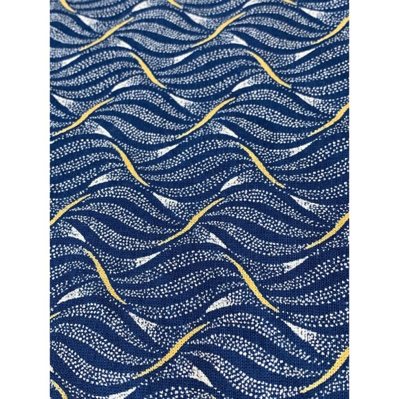 Blue & Gold Wave Pattern Fabric 1/2 yard Cotton Blend Sewing Quilting Craft Mate - Picture 3 of 4